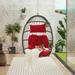 Hanging Egg Chair Indoor Outdoor without Stand Foldable Wicker Rattan Swing Egg Chairs with Thick Cushion Hammock Egg Hanging Chair with Aluminum Frame for Bedroom Patio Balcony Black+Red