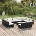 Buyweek 12 Piece Patio Lounge Set with Cushions Black Poly Rattan