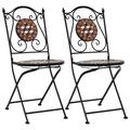 Buyweek Mosaic Bistro Chairs 2 pcs Brown Ceramic