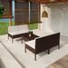 Buyweek 5 Piece Patio Lounge Set with Cushions Poly Rattan Brown