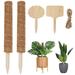 Plant Pole Stick Natural Coconut Palm Coir Totem Pole Safe Moss Pole Coconut Palm Plant Support Kit with 2pcs Wooden Labels and 2m/78.7in Hemp Rope for Climbing Plant Potted Plant Vine