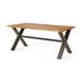 GDF Studio Sanil Outdoor Acacia Wood and Iron Dining Table Teak Rustic Metal