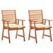 Buyweek Patio Dining Chairs 2 pcs with Cushions Solid Acacia Wood