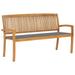 Buyweek Stacking Patio Bench with Cushion 62.6 Solid Teak Wood