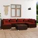 Buyweek 7 Piece Patio Lounge Set with Cushions Poly Rattan Brown