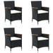 Buyweek Patio Dining Chairs 4 pcs Poly Rattan Black