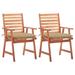 Buyweek Patio Dining Chairs 2 pcs with Cushions Solid Acacia Wood