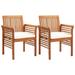 Buyweek Patio Dining Chairs with Cushions 2 pcs Solid Acacia Wood