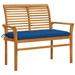 Buyweek Patio Bench with Blue Cushion 44.1 Solid Teak Wood