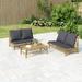 Buyweek 3 Piece Patio Lounge Set with Dark Gray Cushions Bamboo