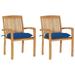 Buyweek Patio Chairs 2 pcs with Blue Cushions Solid Teak Wood