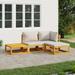 Buyweek 4 Piece Patio Lounge Set with Light Gray Cushions Solid Wood