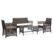 Buyweek 4 Piece Patio Lounge Set with Cushion Poly Rattan Brown