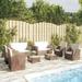 Buyweek 8 Piece Patio Lounge Set with Cushions Poly Rattan Brown