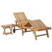 vidaXL Sun Lounger with Table and Cushion Solid Teak Wood