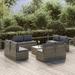 vidaXL 9 Piece Patio Lounge Set with Cushions Gray Poly Rattan