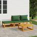 Buyweek 4 Piece Patio Lounge Set with Green Cushions Solid Wood