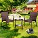 3 Pieces Outdoor Seating Group Furniture PE Rattan Patio Furniture Wicker Patio Chairs Set Patio Bistro Sets Outdoor Conversation Sets - Brown 19311