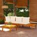 Buyweek 3 Piece Patio Lounge Set with Cream White Cushions Acacia Wood