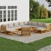 Buyweek 12 Piece Patio Lounge Set with Light Gray Cushions Solid Wood