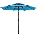 3-Tier Patio Parasol - 10Ft Vented Outdoor Table Umbrella W/Double-Layer Cloth & Large Shade & Push-Button Tilting For Yard/Garden/Park/Garden