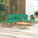 Buyweek 6 Piece Patio Lounge Set with Green Cushions Bamboo