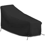 Patio Chaise Lounge Cover 18 Oz Waterproof - 100% Weather Resistant Outdoor Chaise Cover PVC Coated With Air Pockets And Drawstring For Snug Fit (86W X 36D X 32H Black)