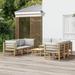 Buyweek 9 Piece Patio Lounge Set with Light Gray Cushions Bamboo