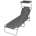 Buyweek Folding Sun Lounger with Canopy Steel Gray