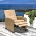 Indoor & Outdoor Recliner All-Weather Wicker Reclining Patio Chair Khaki Cushion (Khaki 1 Chair) 13287