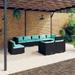 Buyweek 9 Piece Patio Lounge Set with Cushions Poly Rattan Black