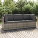 Buyweek 3 Piece Patio Lounge Set with Cushions Gray Poly Rattan