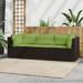 Buyweek 3 Piece Patio Lounge Set with Cushions Brown Poly Rattan