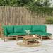 Buyweek 6 Piece Patio Lounge Set with Green Cushions Bamboo