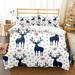 Christmas Duvet Cover Soft Brushed Microfiber Deer Tree Printed Comforter Cover Christmas Duvet Cover with 2 Pillowcases