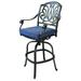 25 Inch Arbor Outdoor Gunmetal Gray Metal Swivel Bar Stool Set of 2 Blue- Saltoro Sherpi