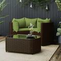 Buyweek 4 Piece Patio Lounge Set with Cushions Brown Poly Rattan