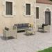 Buyweek 4 Piece Patio Lounge Set with Cushions Poly Rattan Beige
