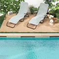 2 PCS Outdoor Chaise Lounge | Folding Stacking Reclining Chairs