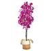 Nearly Natural 6ft. Artificial Bougainvillea Tree with Handmade Jute & Cotton Basket