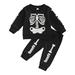 YDOJG Boy Clothes Outfit Set Toddler Girls Long Sleeves Skeleton Prints Tops Pants Two Piece Outfits Set For Kids Clothes For 18-24 Months