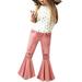 Quealent Month for Baby Girl Ruffles Denim Jeans for Kids Girls Flare Pants Ripped Trousers Bell 16Y Girls Pants Teen Denim Girls Pants Pink 1-2 Years