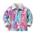 Quealent Cat N Coat Girls Windproof Tie Dye Prints Denim Coat Jacket Kids Warm Outerwear Jacket Jacket Vest for Denim Girls Coat Pink 2-3 Years