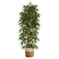 Nearly Natural T3055 6 ft. Artificial Bamboo Tree with Handmade Jute & Cotton Basket Green