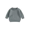 Unisex Newborn Baby Clothes Sweater Casual Warm Long Sleeve Knitted Pullovers with Pocket for Boy Girl