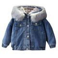 Toddler Babys Girls Boys Thick Warm Hooded Jean Coat Spring Winter Clothes Coat Jacket