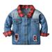 Quealent Boys Winter Coats Outwear Red Plaid Over Winter Long Sleeve Denim Jacket Blouse Boys Toddler Boy Jean Jacket Denim Boys Outerwear Blue 4-5 Years