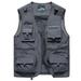 Aayomet Men s Outerwear Vests Emergency Field Fishing Multi Pocket Vest (Gray L)