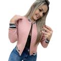 Jiyugala Overcoat for Women Long Sleeve Baseball Shirt Zip Jacket Baseball Jacket Casual Jacket