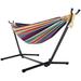 Double Hammock Two Person Adjustable Hammock Bed With Space Saving Steel Stand Includes Portable Carrying Case Easy Set Up (HME-HAMMK-PUR)